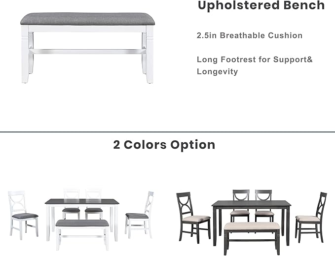 Ball & Cast 6 Piece Wood Dining Table Set, Kitchen Table Set - Image 5
