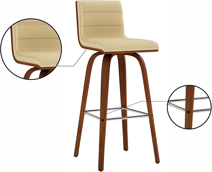 Vienna 30" Swivel Bar Stool in Walnut Wood Finish - Image 14