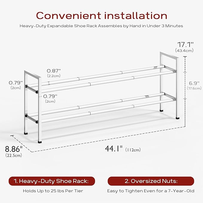 Bumusty 2-Tier Long Expandable Shoe Rack - Image 3