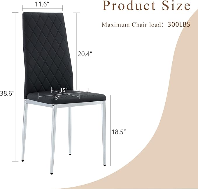 JT Modern Minimalist Dining Chair Fireproof Leather Sprayed Metal Pipe Diamond - Image 2