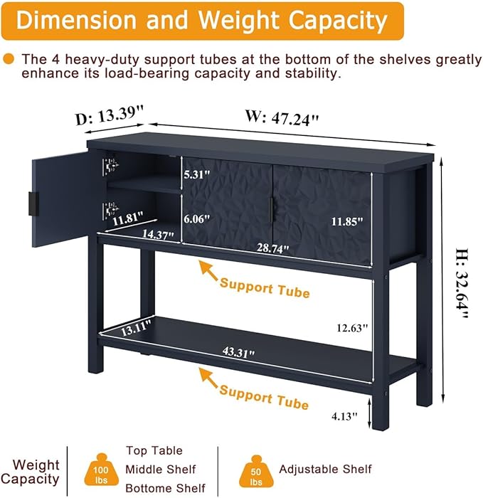 FATORRI Console Table for Entryway, Modern Sofa Table - Image 2