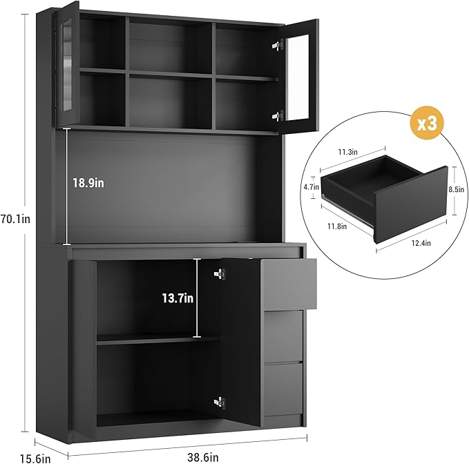 Garvee Kitchen Pantry Cabinet, Kitchen Storage Hutch - Image 2