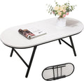 Small Oval Coffee Table Wooden Low Coffee Table by FEUFOAM