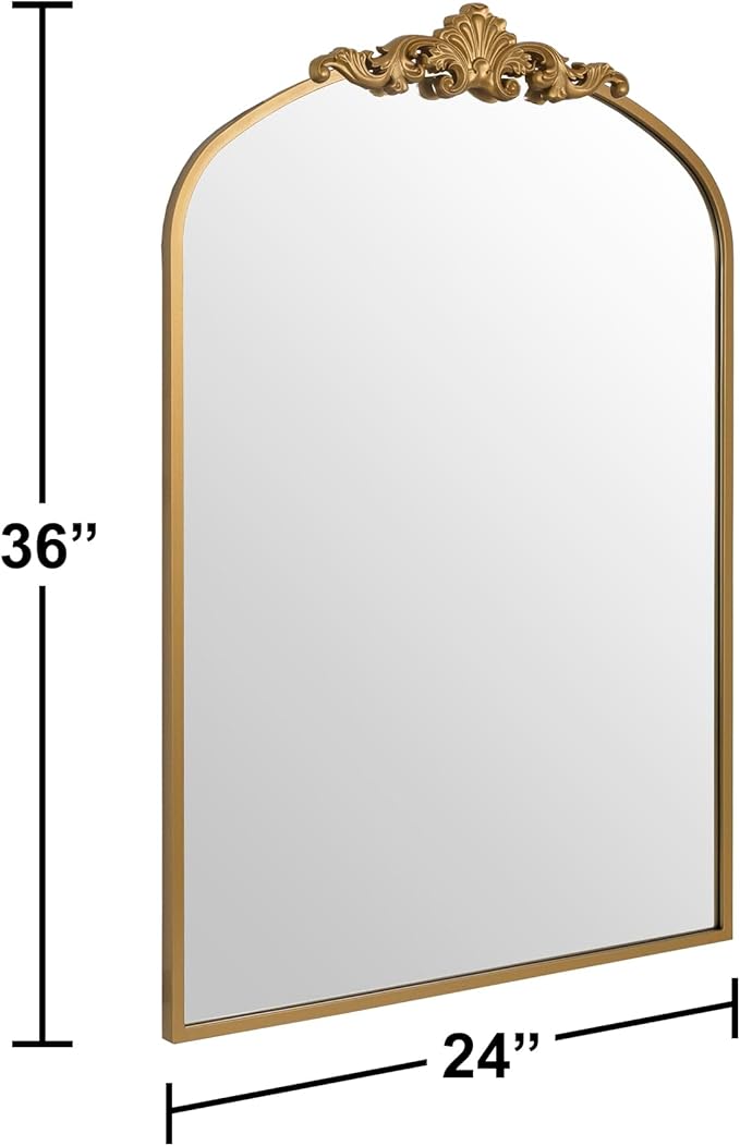 Ruomeng Arched Mirror Traditional Vintage Baroque Inspired Wall Mirror - Image 3