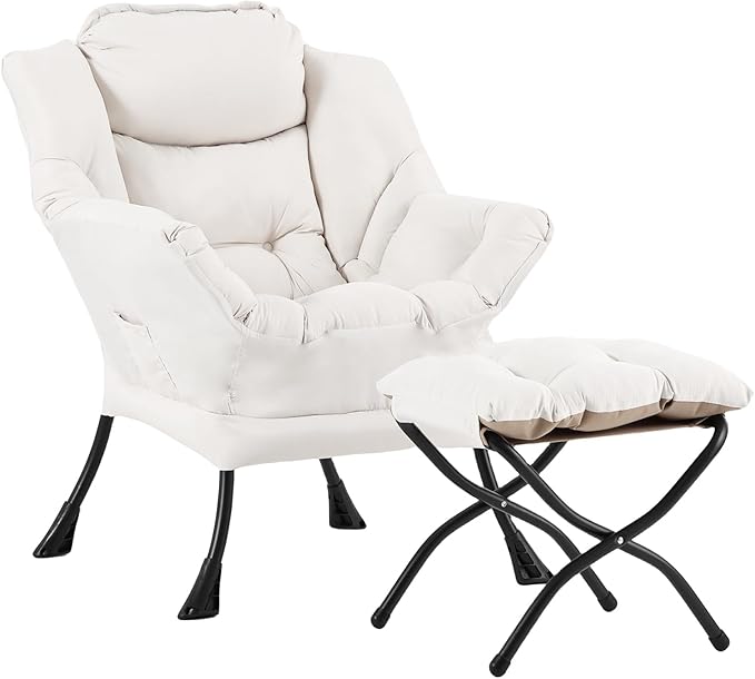 LITA Lazy Chair with Ottoman, Modern Accent Leisure Upholstered Sofa, by LITA