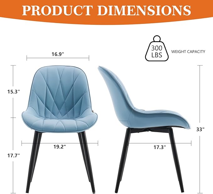 Rowill Dining Chairs Set of 2 Modern Kitchen Chairs - Image 2