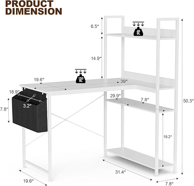 47 Inch L Shaped Computer Desk - Image 3