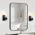 Black Bathroom Mirror, 40x30 Inch Matte Black Mirror, Aluminum Alloy Framed by CLBA