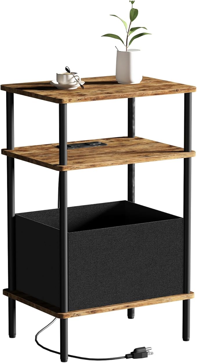 Small Side Table with Charging Station, End Table by Unknown