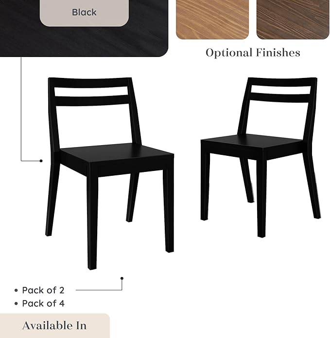 Grain & Grove Davie Dining Room Chairs Set of 2, Solid Wood Modern Kitchen Chair - Image 8