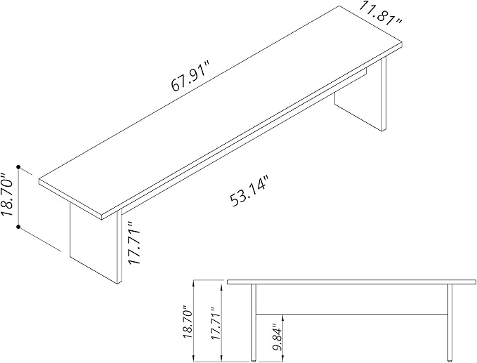 Manhattan Comfort Nomad 67" Dining Bench Seat - Image 3