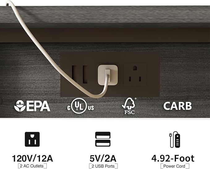 LIDYUK C Shaped End Table with Charging Station, Flip Top Side Table with USB - Image 6