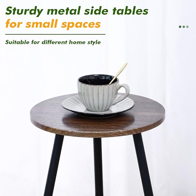 2 Packs Small Round Side Table 13.5" Outdoor Patio Round Accent Coffee Tables - Image 4
