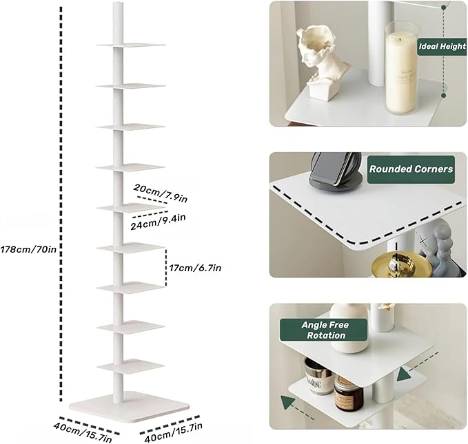 9-Tier Spine Bookshelf Metal Bookcase 5 Colors Vertical Bookshelf Tower - Image 2