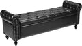 VEVOR Button-Tufted Storage Ottoman Bench, Rolled Arm PU Leather Bench by VEVOR