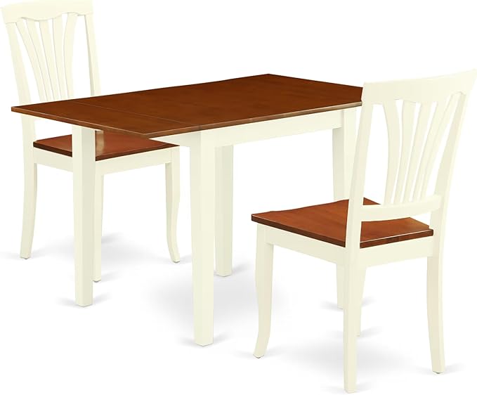 East West Furniture NDAV3-WHI-W 3 Piece Dinette Set by EastWestFurniture