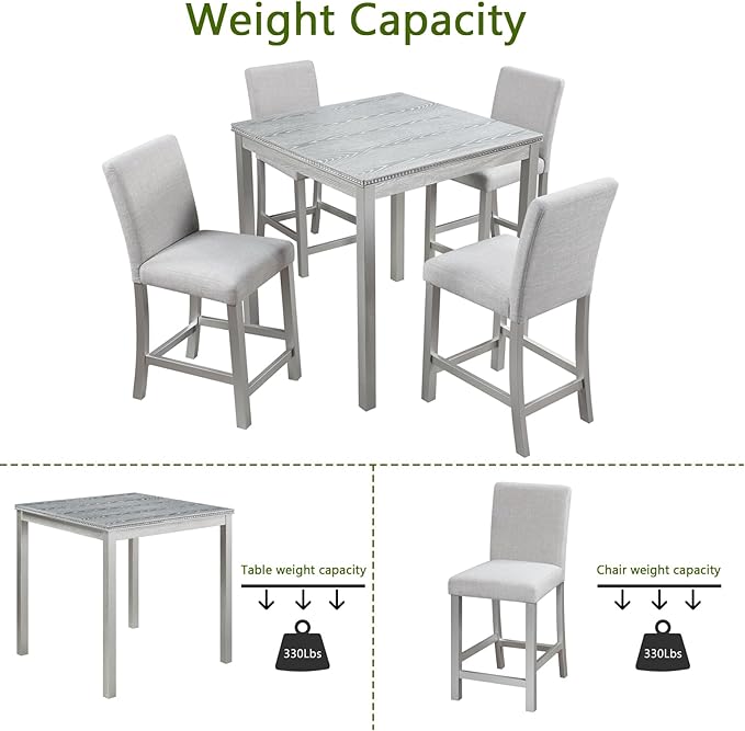KEIKI 5-Piece Counter Height Dining Table Set - Image 7