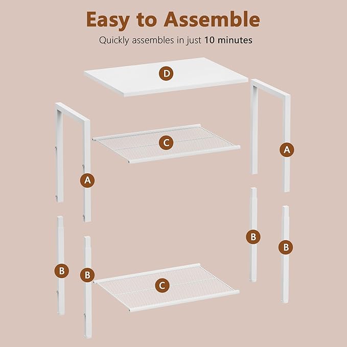 Hoctieon 2-Set 3 Tier End Table, Telephone Table Set of 2, Tall Side Table - Image 8