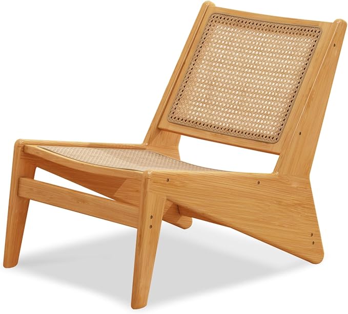 Rattan Accent Chair for Living Room, Mid Century Side Chair, Comfy Bamboo by Furlide