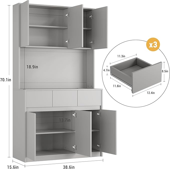 Garvee Kitchen Pantry Storage Cabinet, Tall Storage Cabinet - Image 2