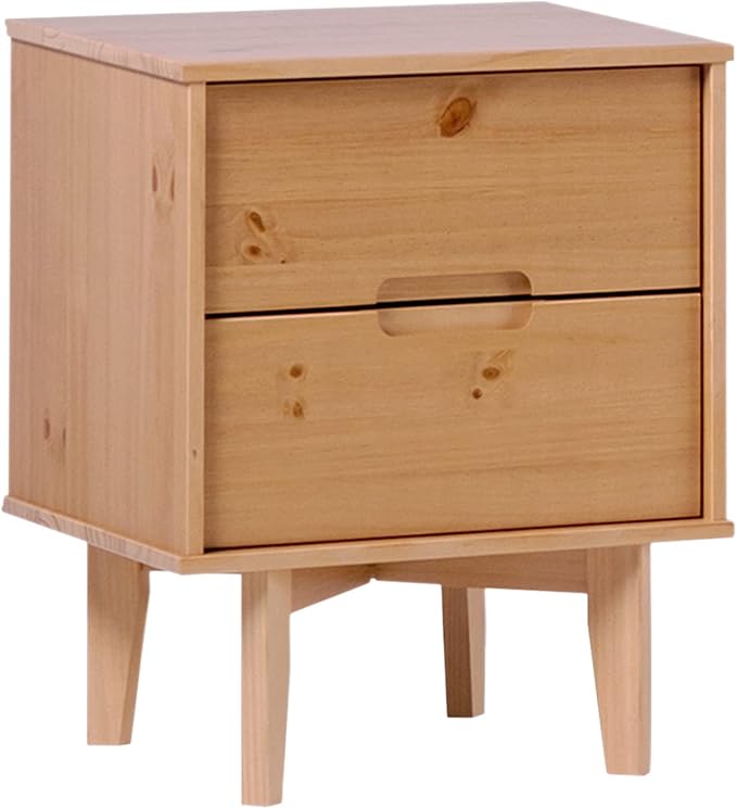 Brynn Modern Solid Wood Groove Handle Nightstand 24 Inch Natural Pine by WalkerEdison