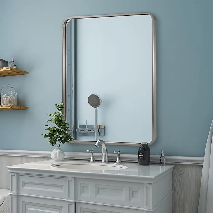 ANDY STAR Brushed Nickel Bathroom Mirror, 30x36’’ Rounded Corner Rectangle - Image 8