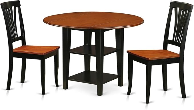 East West Furniture SUAV3-BCH-W 3 Piece Dining Room Table Set Contains a Round by EastWestFurniture