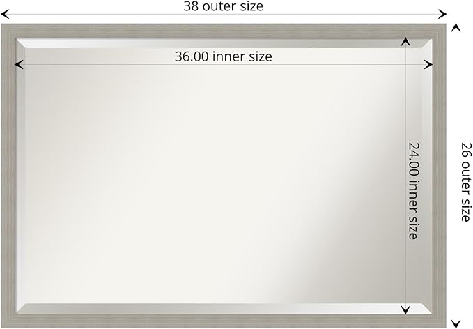 Amanti Art Grey Wall Mirror 26x38 Woodgrain Stripe Grey Rectangle Bathroom - Image 4