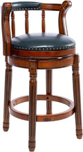 Cow top Leather Wooden Bar Stools, 360 Degree Swivel Bar Height Chair by AULIFE