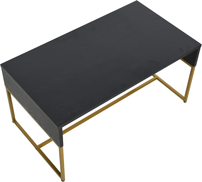 Household Essentials Wrap Rectangular Coffee Table Black Oak Wood Grain and - Image 7