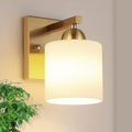 Gold Milk Glass Wall Sconces, 1 Pack Hardwired Indoor Wall Light Fixtures by MecgirnLighting