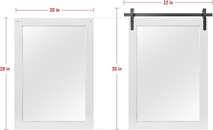 Farmhouse Mirror for Bathroom, Barn Door Style Decor Entryway Bedroom 22x30INCH - Image 3