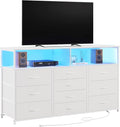 55W 10-Drawers Dresser with 2 Open Storage Shelves, TV Stand Dresser by Unionly