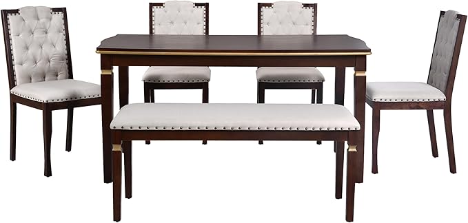Merax 6-Piece Kitchen Dining Table Set, 62.7" Rectangular - Image 7