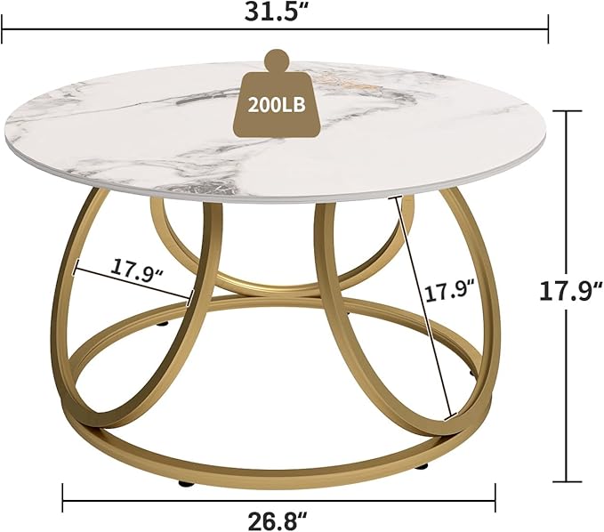 OIOG Round Coffee Table for Living Room, Modern Coffee Table - Image 2