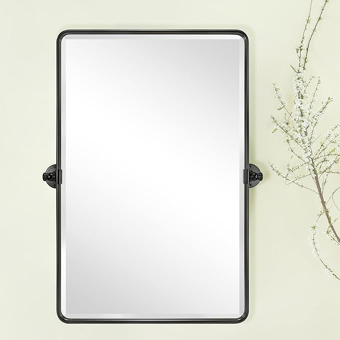 TEHOME Pivot Oil Rubbed Bronze Rectangle Bathroom Mirror Beveled Tilting - Image 5