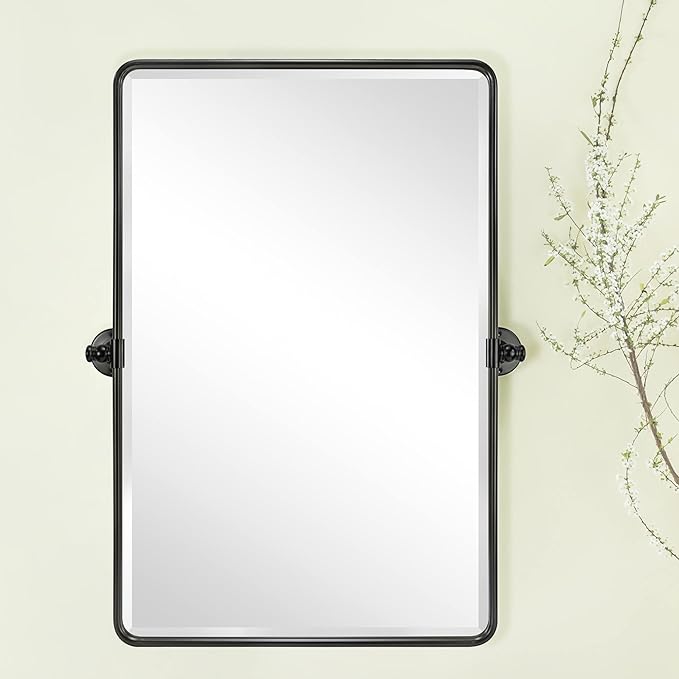 20x30'' Pivot Rectangle Bathroom Mirror Oil Rubbed Bronze Metal Framed Tilting by TEHOME