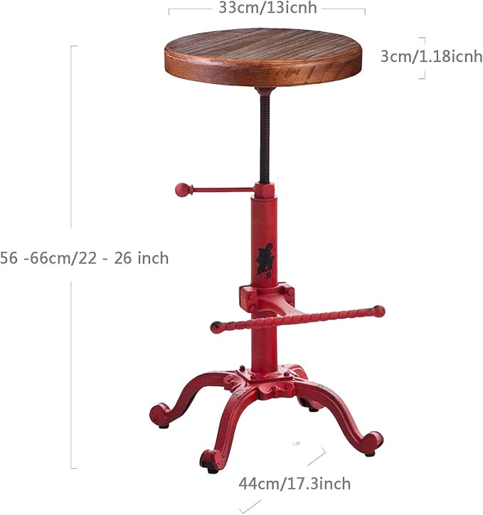 Topower Industrial Retro Vintage Farm Wooden Tractor Stool Kitchen Swivel - Image 3