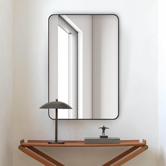 Black Bathroom Mirror, Rectangle 24 x 36 Inch Vanity Wall Mirror, Modern Mirror - Image 3
