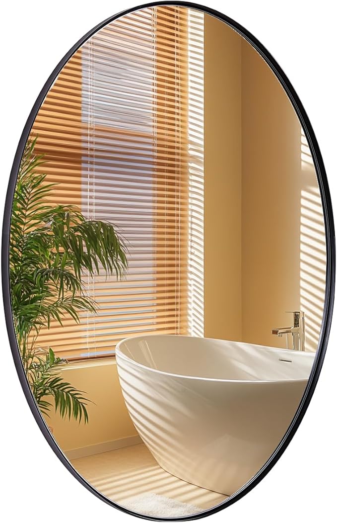 ANDY STAR Black Oval Mirrors for Bathroom, 24x36 Inch Matte Black Stainless by ANDYSTAR
