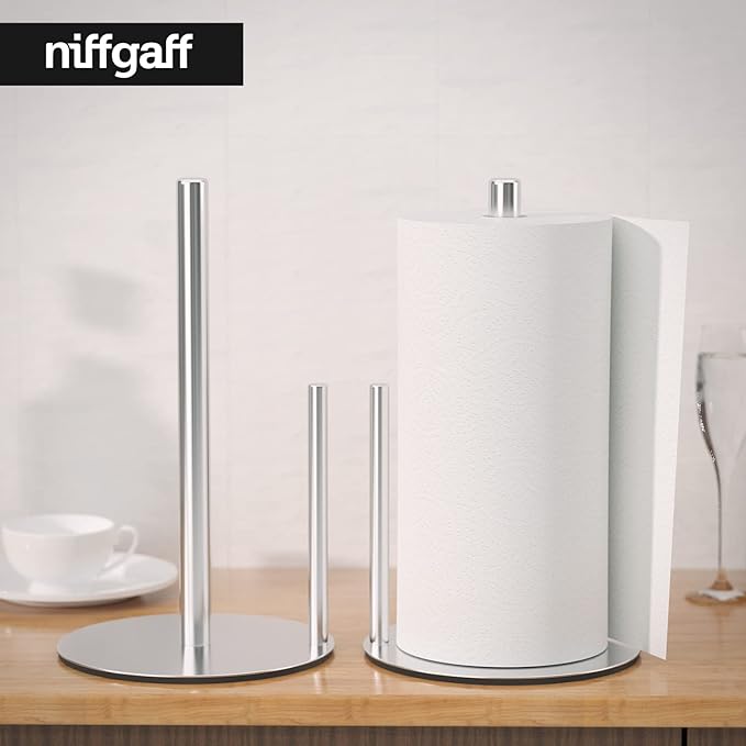Paper Towel Holder Silver, Premium Stainless Steel Kitchen Roll Dispenser - Image 2