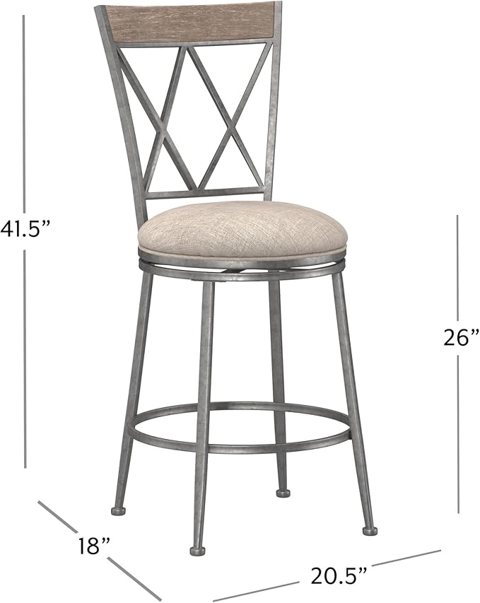 Hillsdale Stewart Indoor/Outdoor Swivel Counter Height Stool, Aged Pewter - Image 3