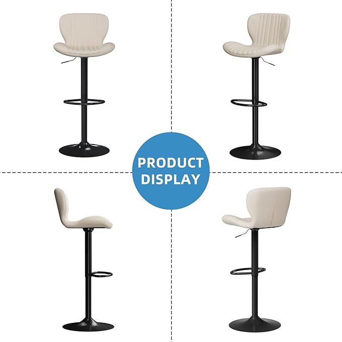 Shintenchi Bar Stools Set of 4 Modern Swivel Bar Chairs, Counter Height Faux - Image 8