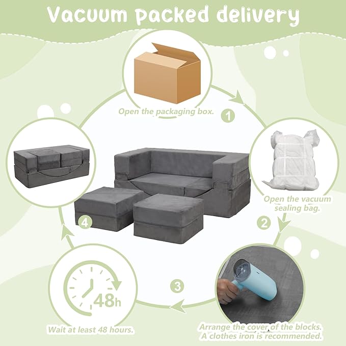 Modular Kids Play Couch, Kids Sofa Toddler Couch, Foam Play Set - Image 7