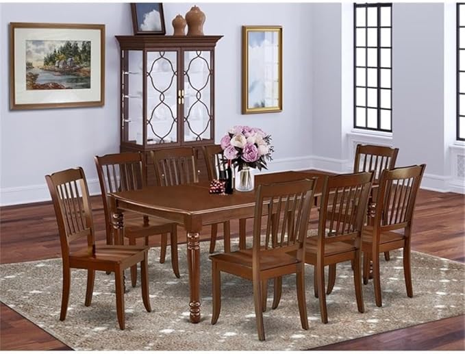 East West Furniture DODA9-MAH-W 9 Piece Dining Table Set Includes a Rectangle - Image 2