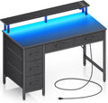 Seventable Computer Desk with Power Outlets & LED Light, 39 inch Home Office by Seventable