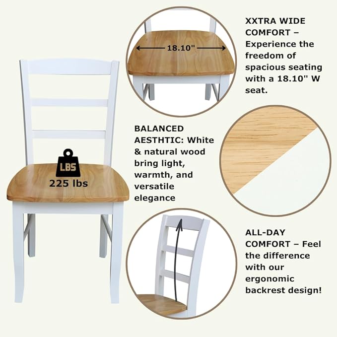 Madrid Ladderback, Solid Wood Kitchen/Dining Chairs, Parawood Construction - Image 5