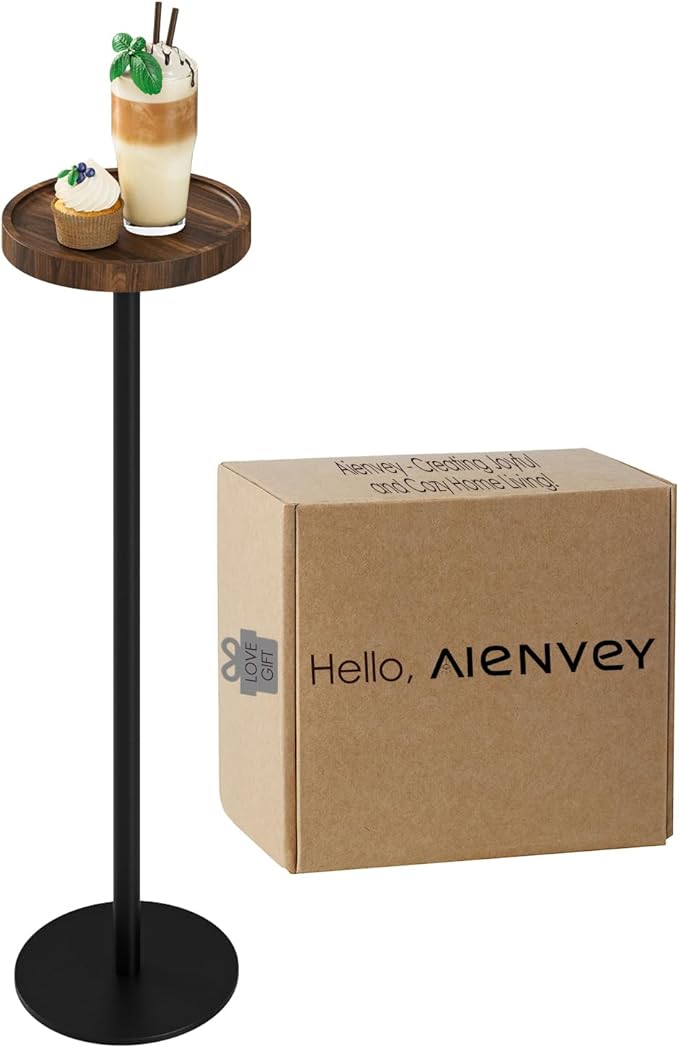 Drink Table, Small Pedestal Side Table, Round Cocktail Table, Circle Accent End by AEPOALUA