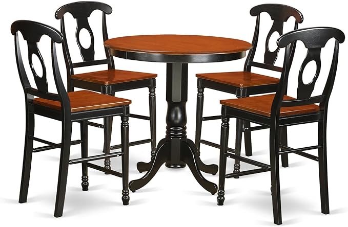 East West Furniture JAKE5-BLK-W 5 Piece Counter Height Pub Set Includes a Round by EastWestFurniture