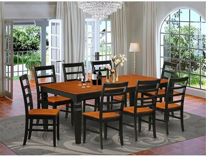 East West Furniture LGPF9-BCH-W 9 Piece Modern Dining Table Set Includes a - Image 2